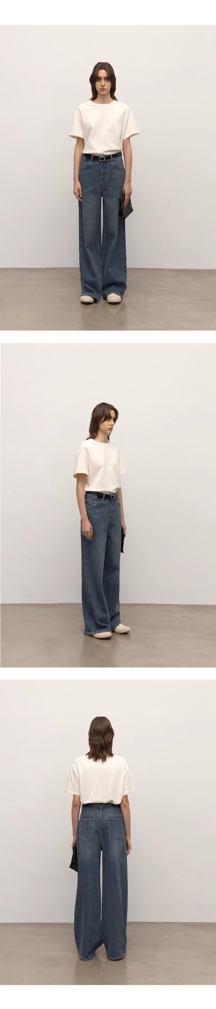 Turkish double - core micro - elastic snowflake denim versatile tall and slim low - waist denim wide - leg pants - variant_title