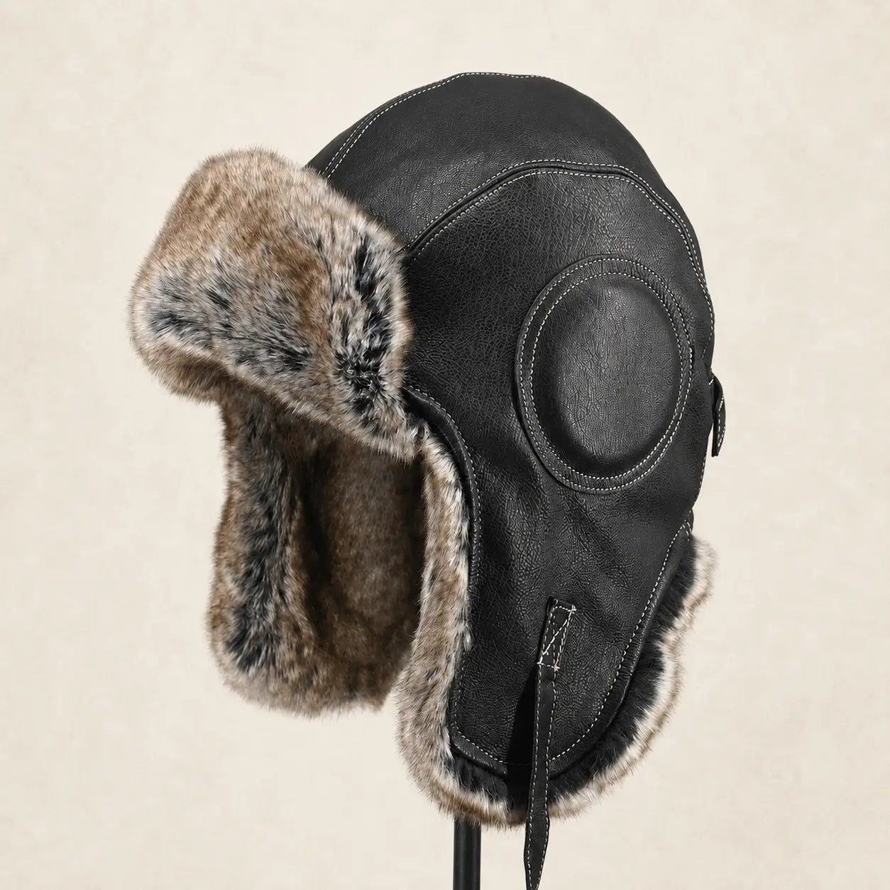 Unisex Vintage Style Genuine Sheep Leather Aviator HatFirelady Fur