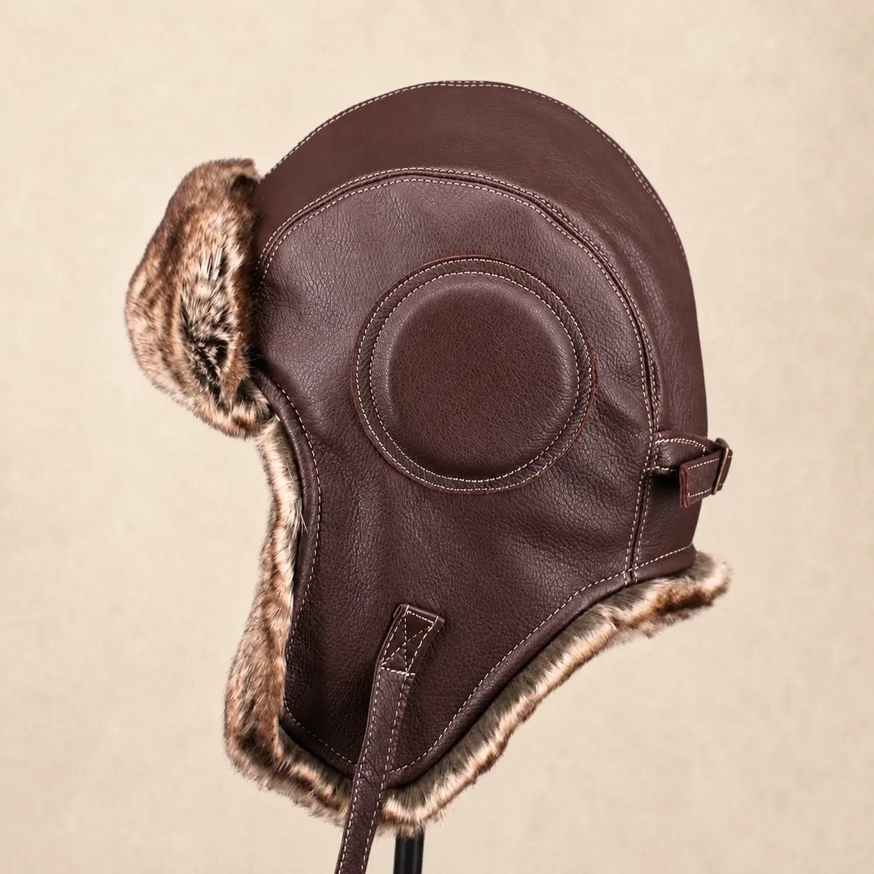 Unisex Vintage Style Genuine Sheep Leather Aviator HatFirelady Fur