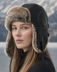 Unisex Vintage Style Genuine Sheep Leather Aviator HatFirelady Fur