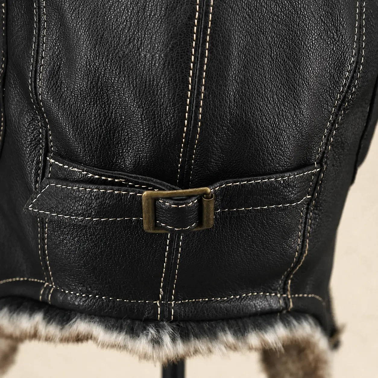 Unisex Vintage Style Genuine Sheep Leather Aviator HatFirelady Fur