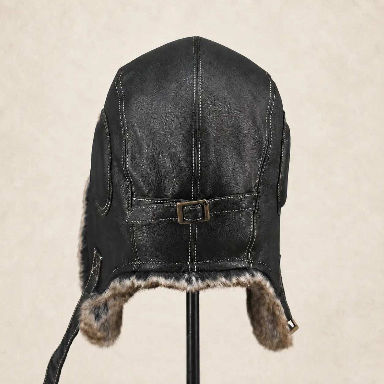 Unisex Vintage Style Genuine Sheep Leather Aviator HatFirelady Fur