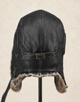 Unisex Vintage Style Genuine Sheep Leather Aviator HatFirelady Fur