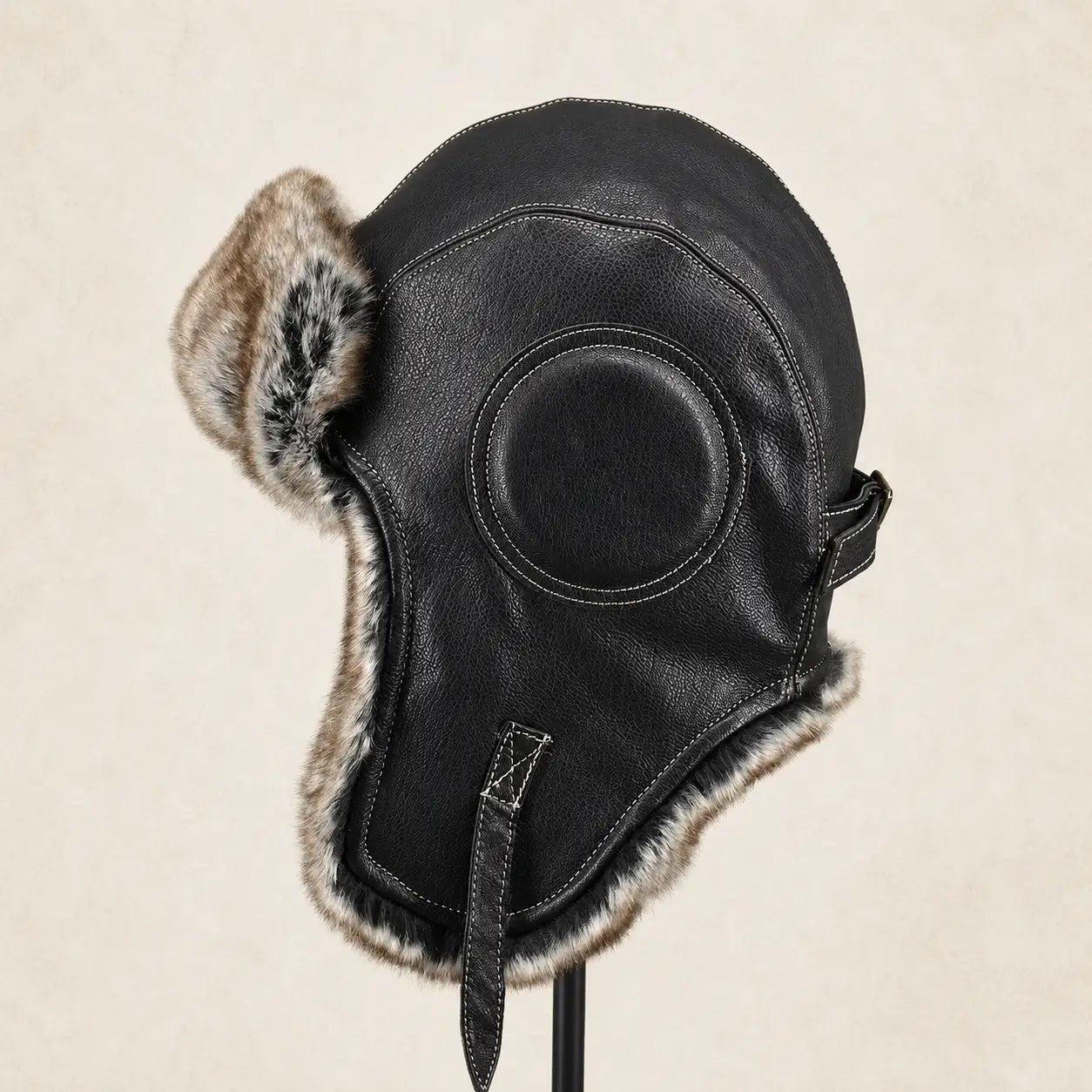 Unisex Vintage Style Genuine Sheep Leather Aviator HatFirelady Fur