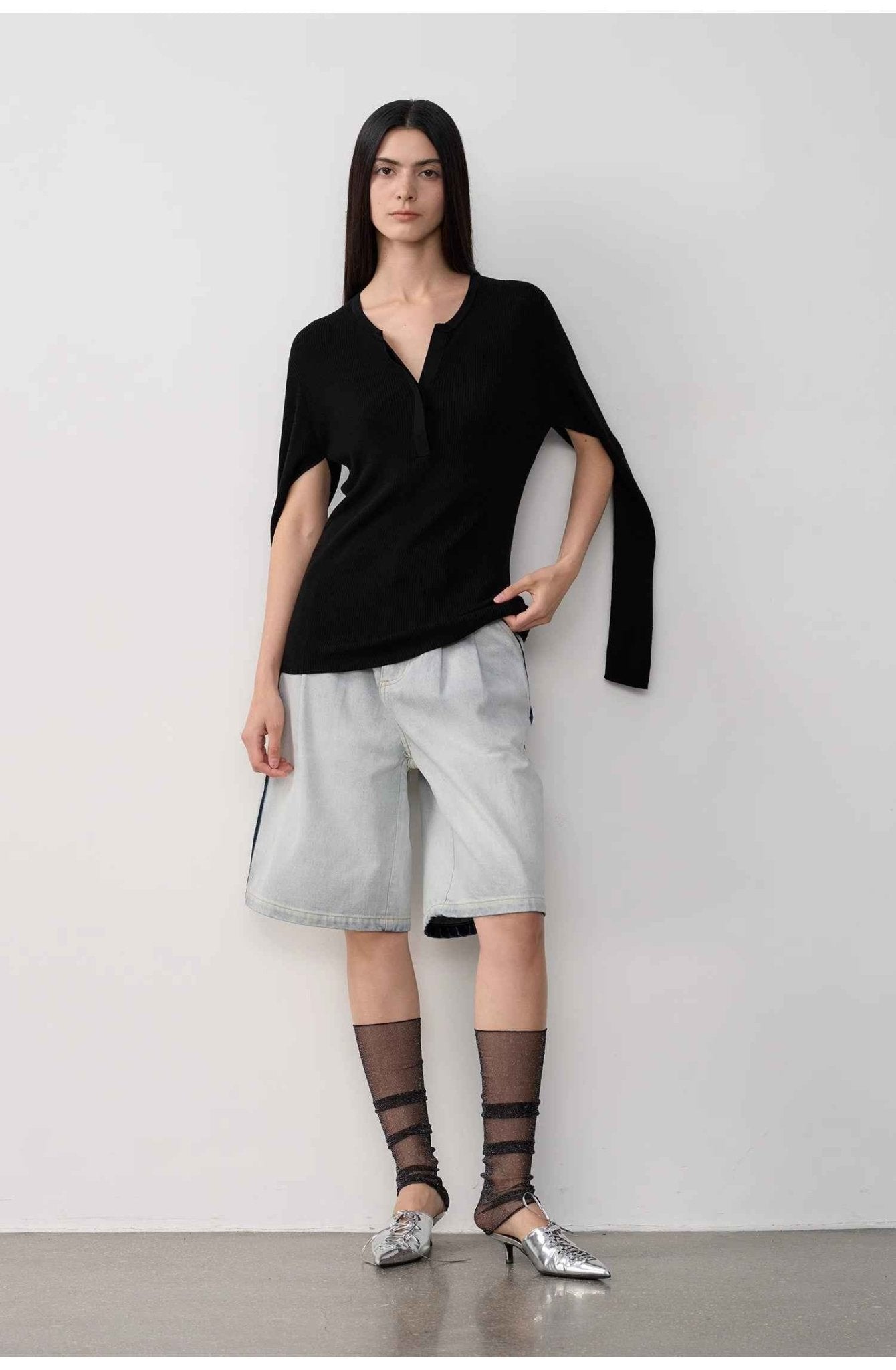 “Unruly Sonata” Neutral Style Loose Feeling Imported Washed Mid Rise Bumped Side Wide Leg Washed Denim Mid Pants - variant_title