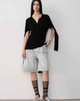 “Unruly Sonata” Neutral Style Loose Feeling Imported Washed Mid Rise Bumped Side Wide Leg Washed Denim Mid Pants - variant_title