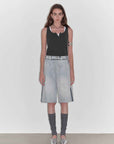 “Unruly Sonata” Neutral Style Loose Feeling Imported Washed Mid Rise Bumped Side Wide Leg Washed Denim Mid Pants - variant_title