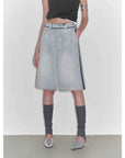 “Unruly Sonata” Neutral Style Loose Feeling Imported Washed Mid Rise Bumped Side Wide Leg Washed Denim Mid Pants - variant_title