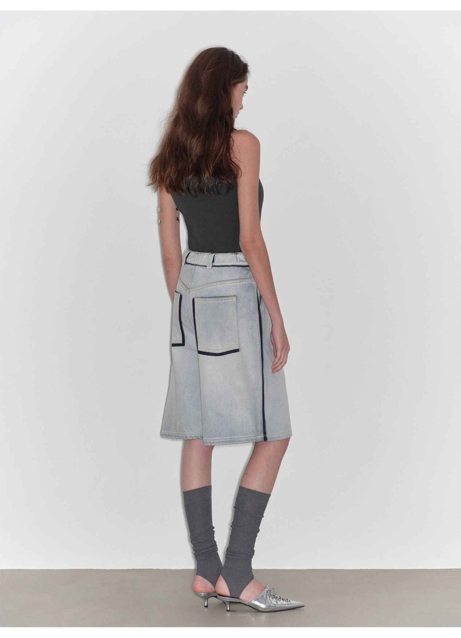 “Unruly Sonata” Neutral Style Loose Feeling Imported Washed Mid Rise Bumped Side Wide Leg Washed Denim Mid Pants - variant_title
