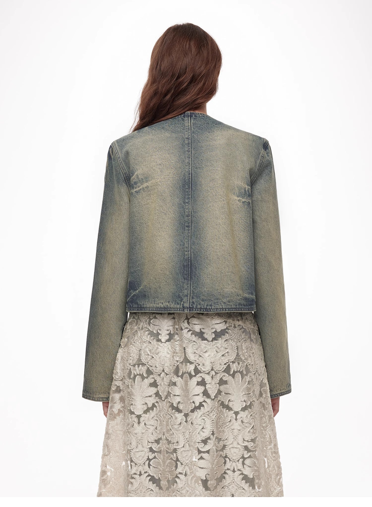 "Urban Fantasy" Retro and fashionable round neck short style comfortable slimming fragrance style denim jacket - variant_title