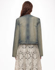 "Urban Fantasy" Retro and fashionable round neck short style comfortable slimming fragrance style denim jacket - variant_title