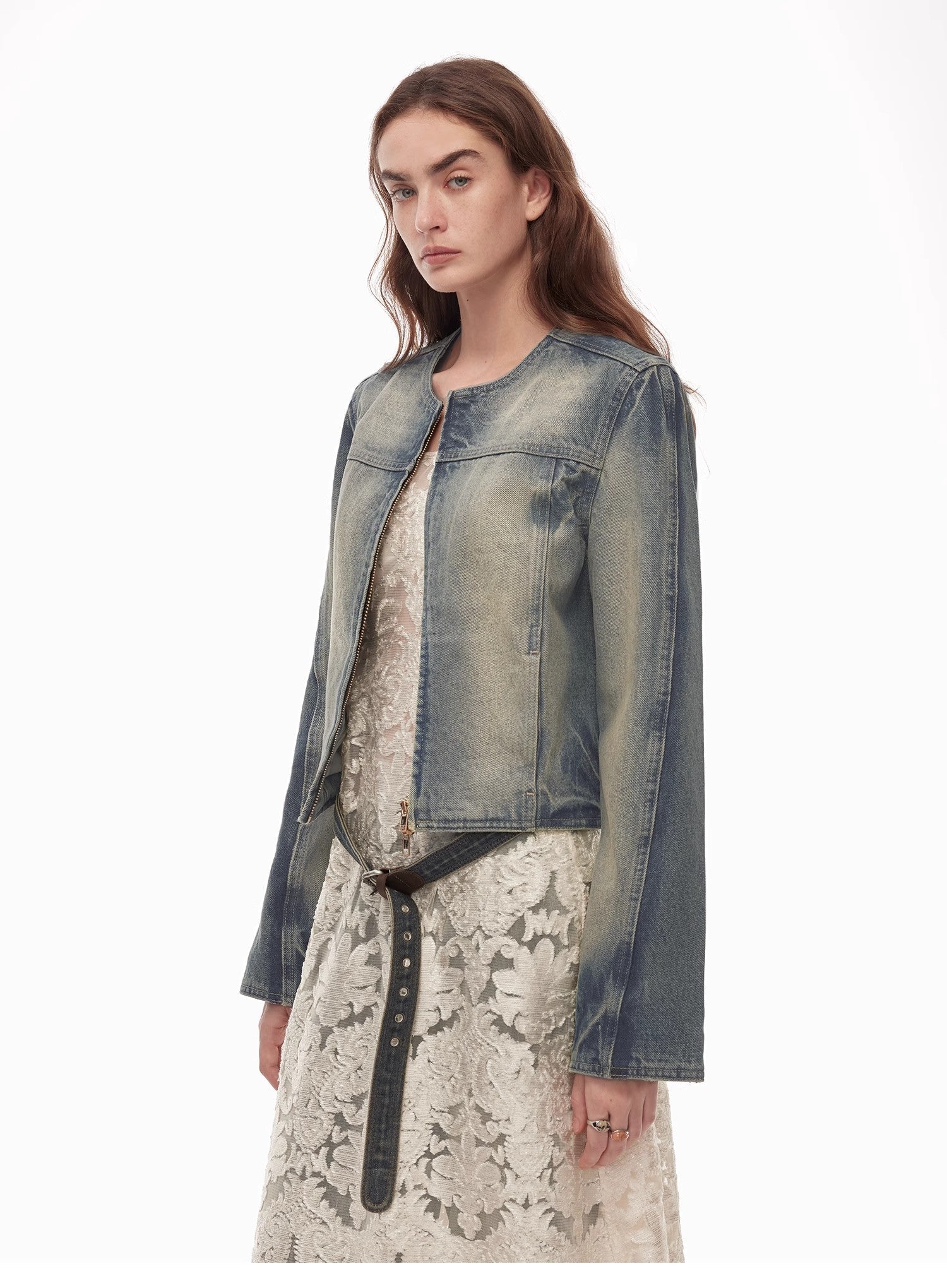 "Urban Fantasy" Retro and fashionable round neck short style comfortable slimming fragrance style denim jacket - variant_title