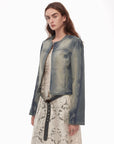 "Urban Fantasy" Retro and fashionable round neck short style comfortable slimming fragrance style denim jacket - variant_title
