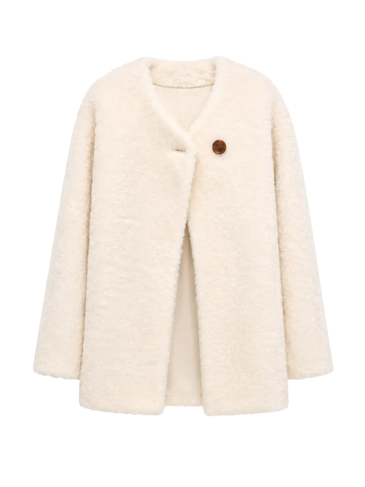 Urban Home off-white Merino shearling coat front product view