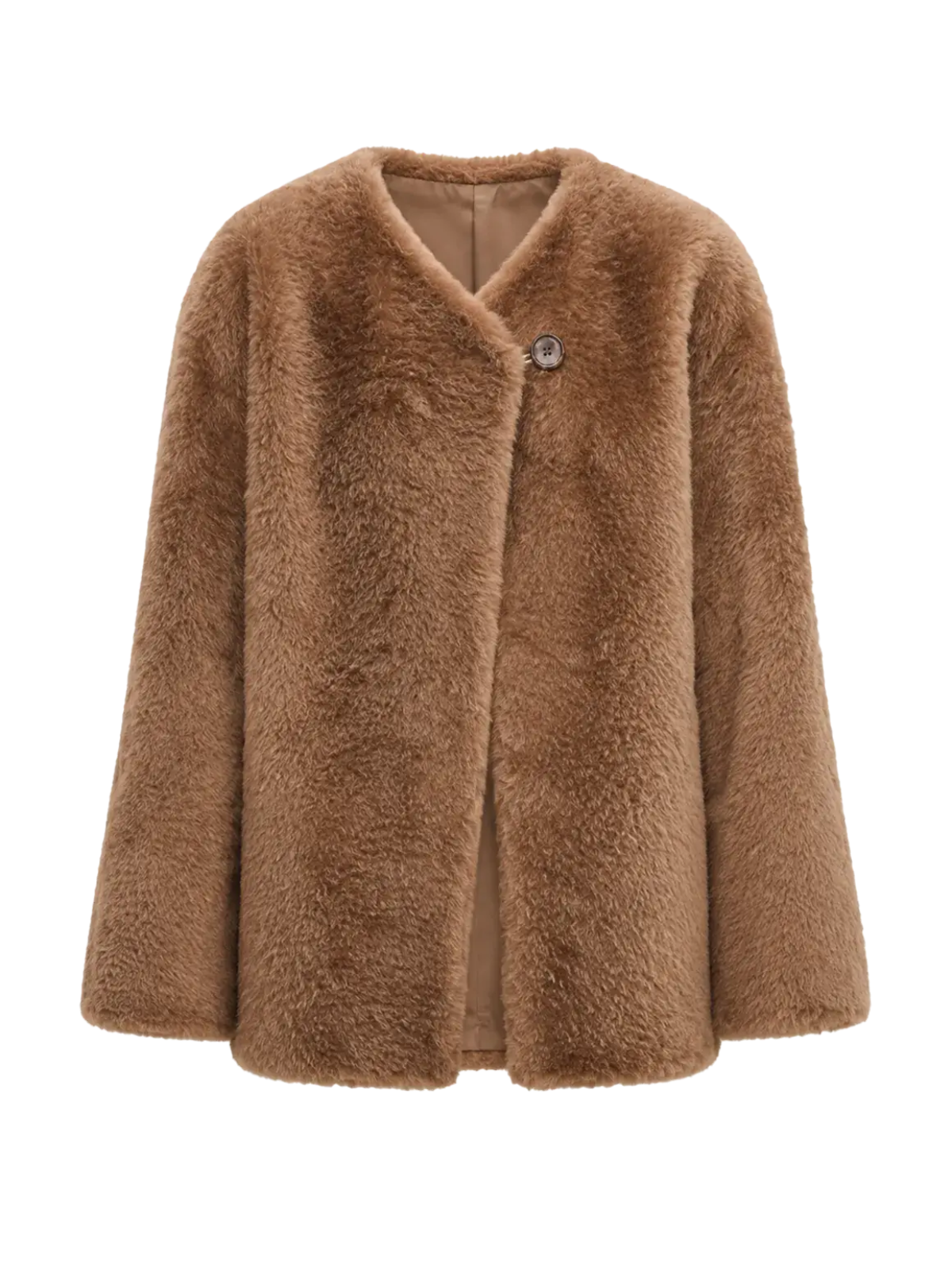 Urban Home chestnut shell Merino shearling coat front product view