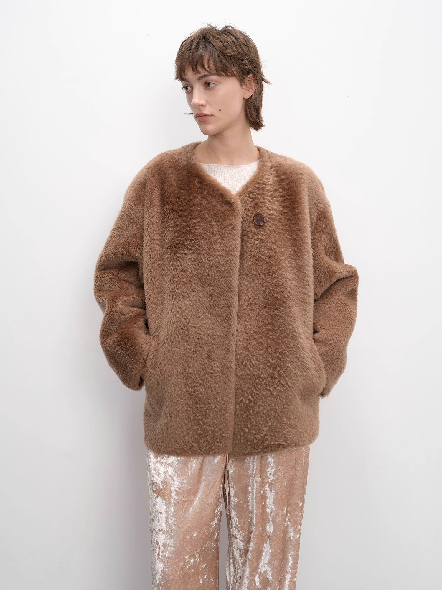 "Urban Home" Imported Merino Wool Fur Sheepskin Jacket for Women - variant_title