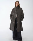 "Urban Island" Retro Plaid Mid - Length Workwear Lapel Trench Coat - variant_title