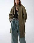 "Urban Island" Retro Plaid Mid - Length Workwear Lapel Trench Coat - variant_title