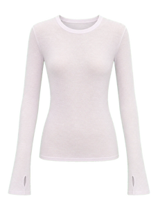 Urban Simplicity lavender wool long sleeve O-neck T-shirt product cutout