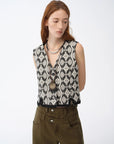 "Venice" Classical simple silhouette Italian imported jacquard ethnic style V - neck vest - variant_title