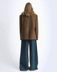 Vertical Texture wool tweed coat with detachable fur collar product image 07