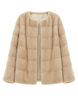 Vintage Clock velvet mink fur coat in White, front product view