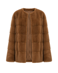 Vintage Clock velvet mink fur coat in Latte, front product view