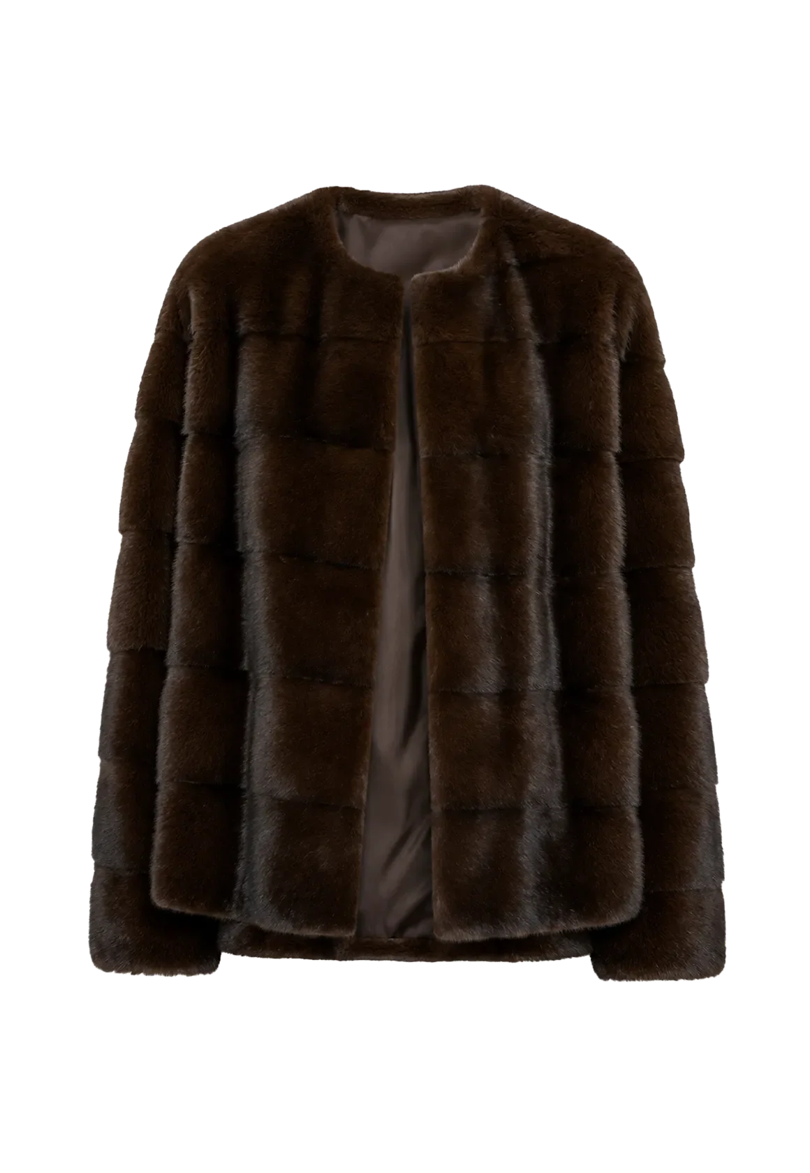 Vintage Clock Brown velvet mink fur coat, front product view