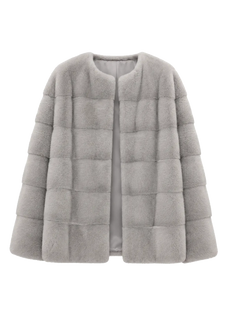 Vintage Clock Sapphire natural color mink fur coat, front product view