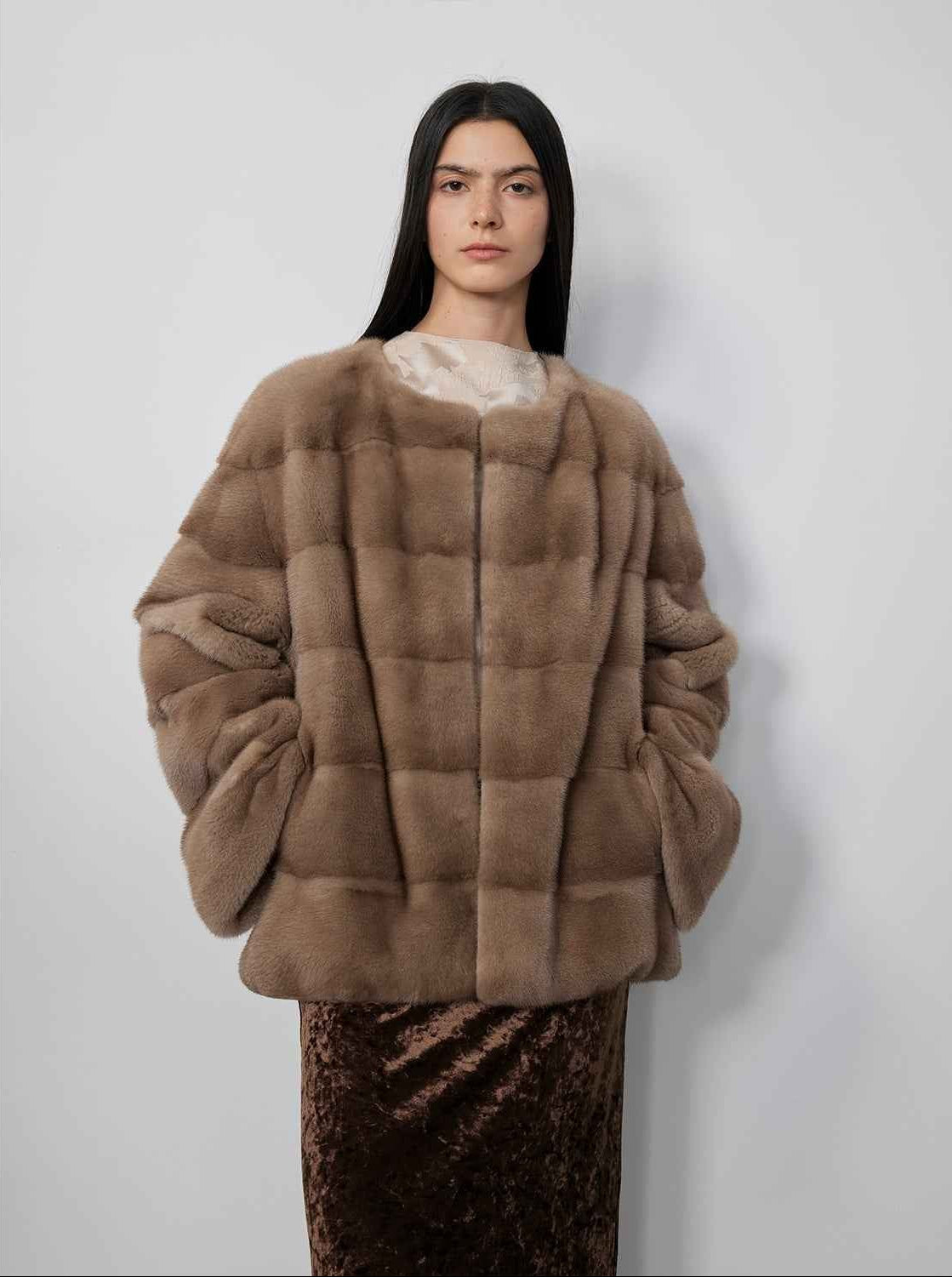 Vintage Clock Velvet Mink Fur Coat Winter - variant_title