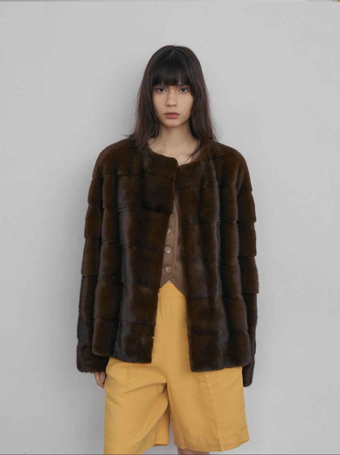 Vintage Clock Velvet Mink Fur Coat Winter - variant_title