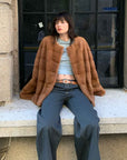 Vintage Clock Velvet Mink Fur Coat Winter - variant_title