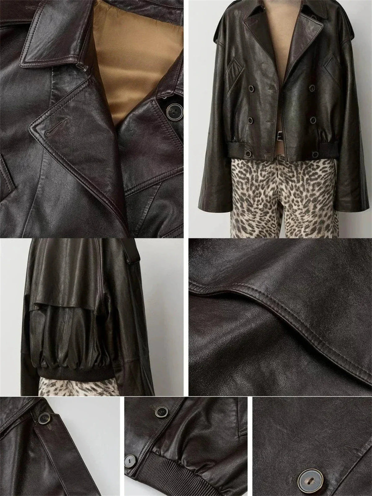 Firelady Fur Fashion Boundaries waxed lambskin bomber jacket detail views