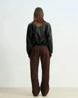 Cropped Lambskin Leather Jacket - Black back view