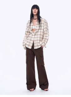 Vintage Linen Shirt Skirt Two - Piece Spring"Plaid Sketch" - variant_title