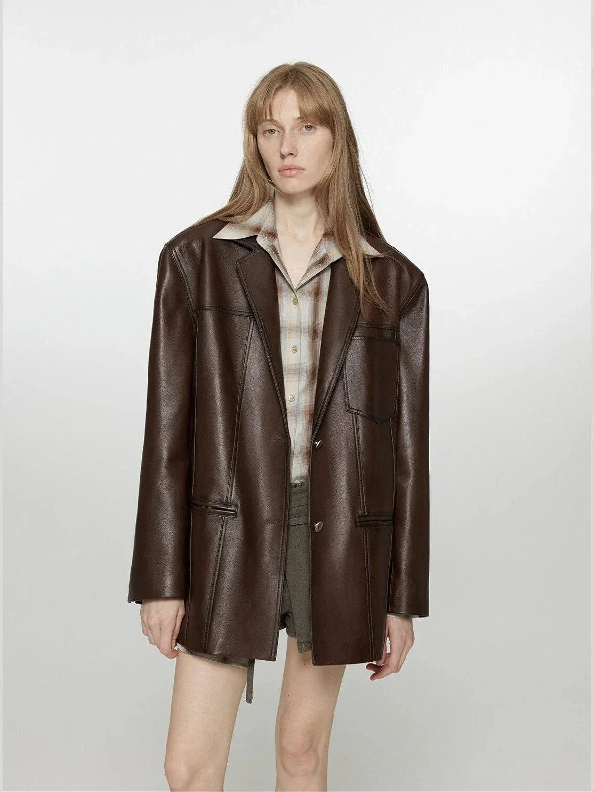 Firelady Fur Oversized Leather Blazer
