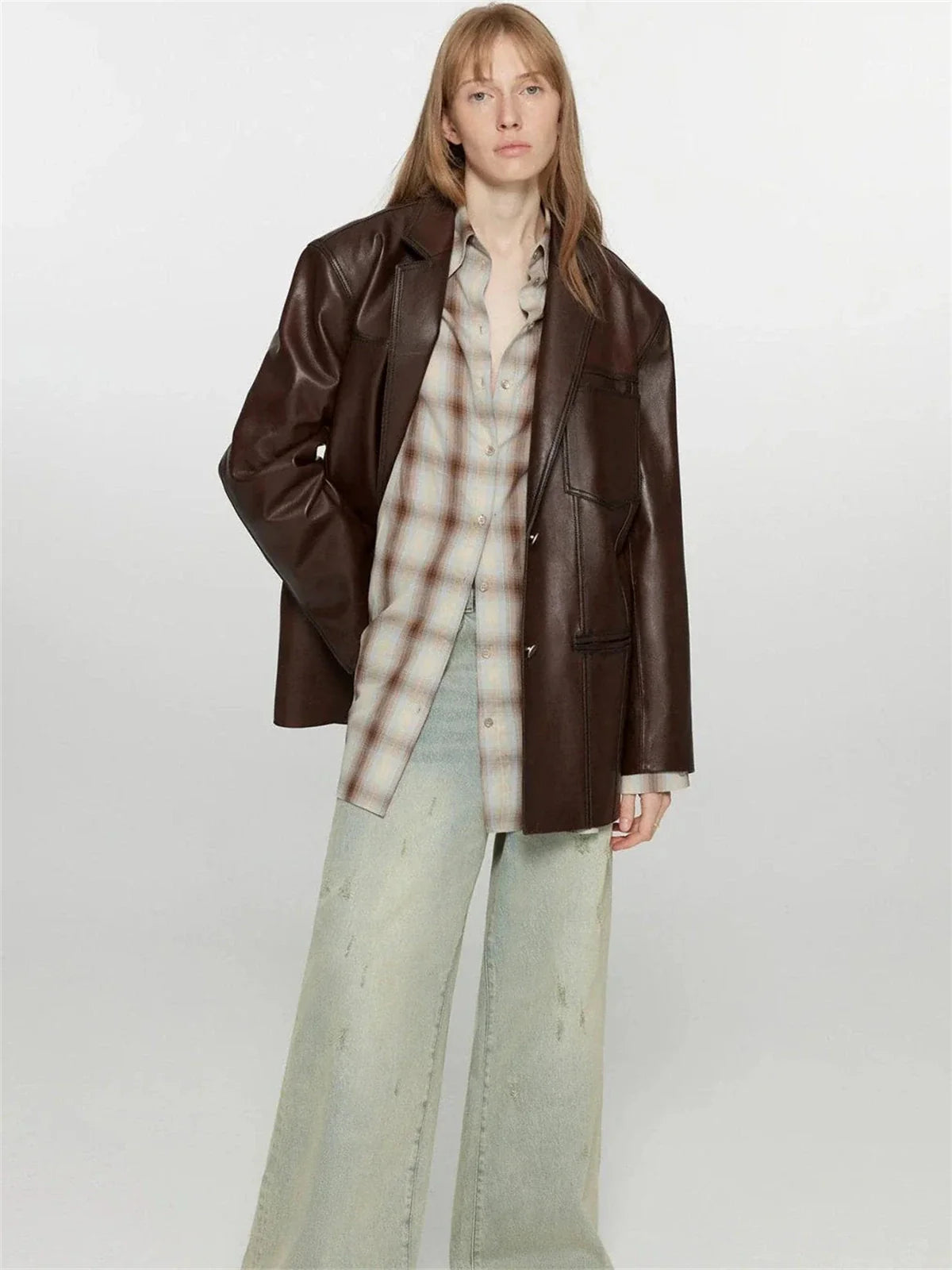 Firelady Fur Oversized Leather Blazer