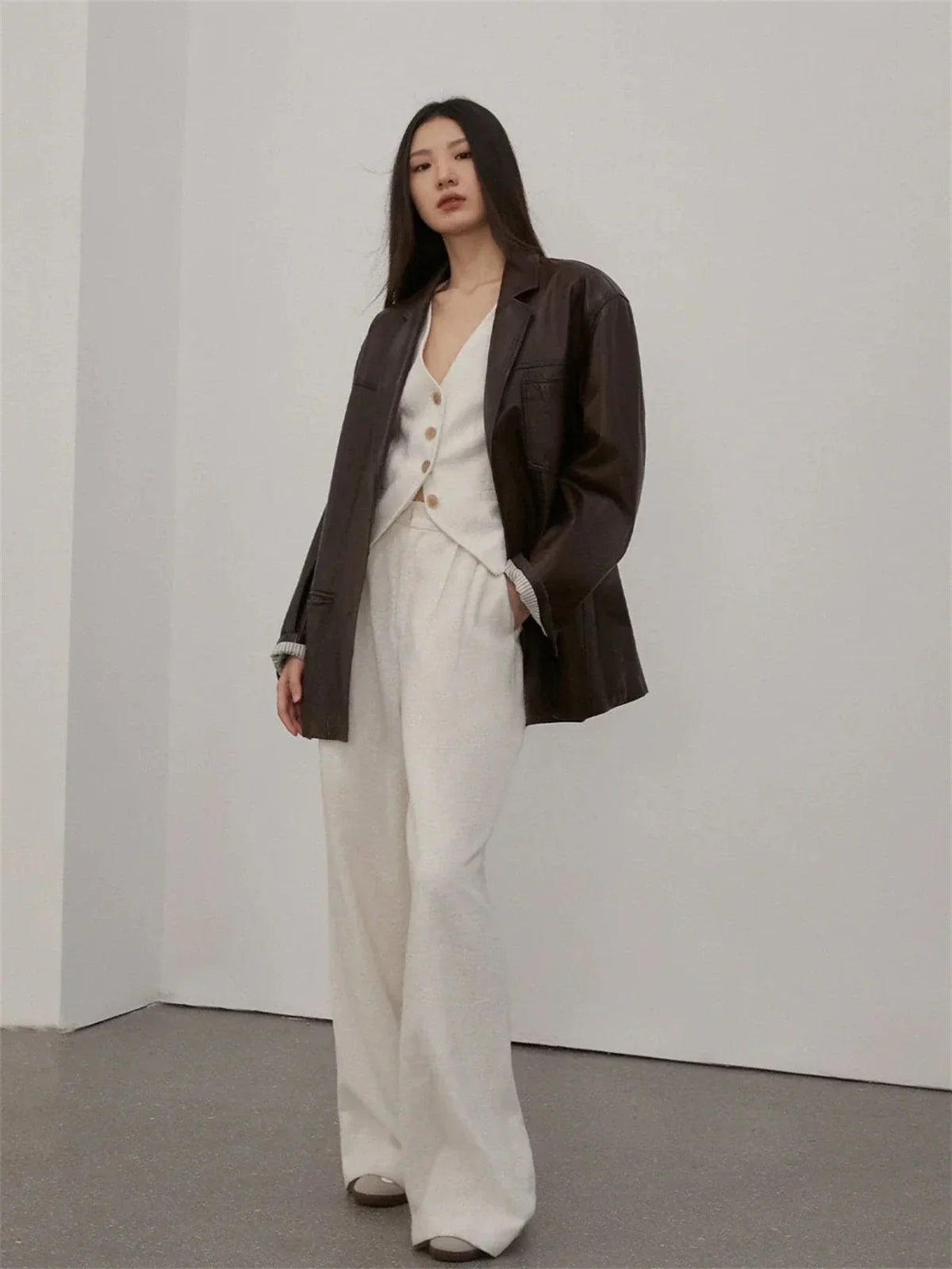 Firelady Fur Oversized Leather Blazer