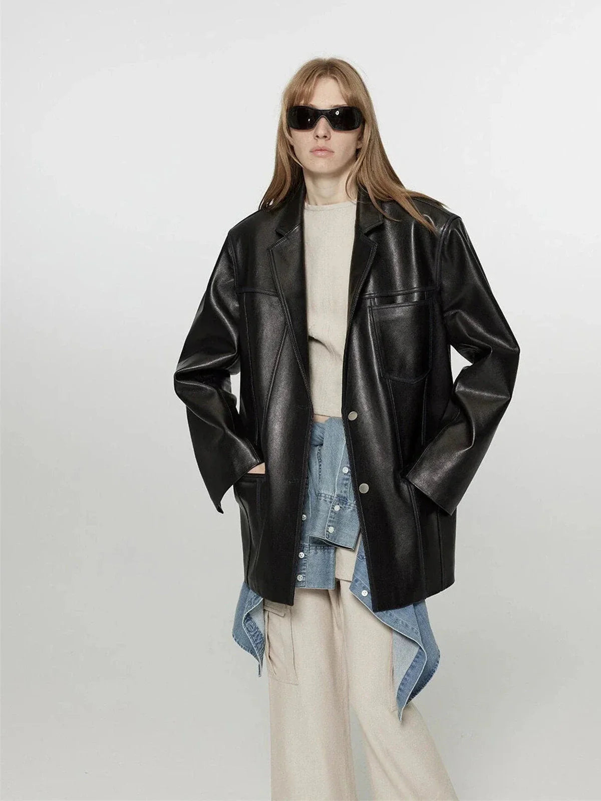 Firelady Fur Oversized Leather Blazer