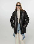 Firelady Fur Oversized Leather Blazer