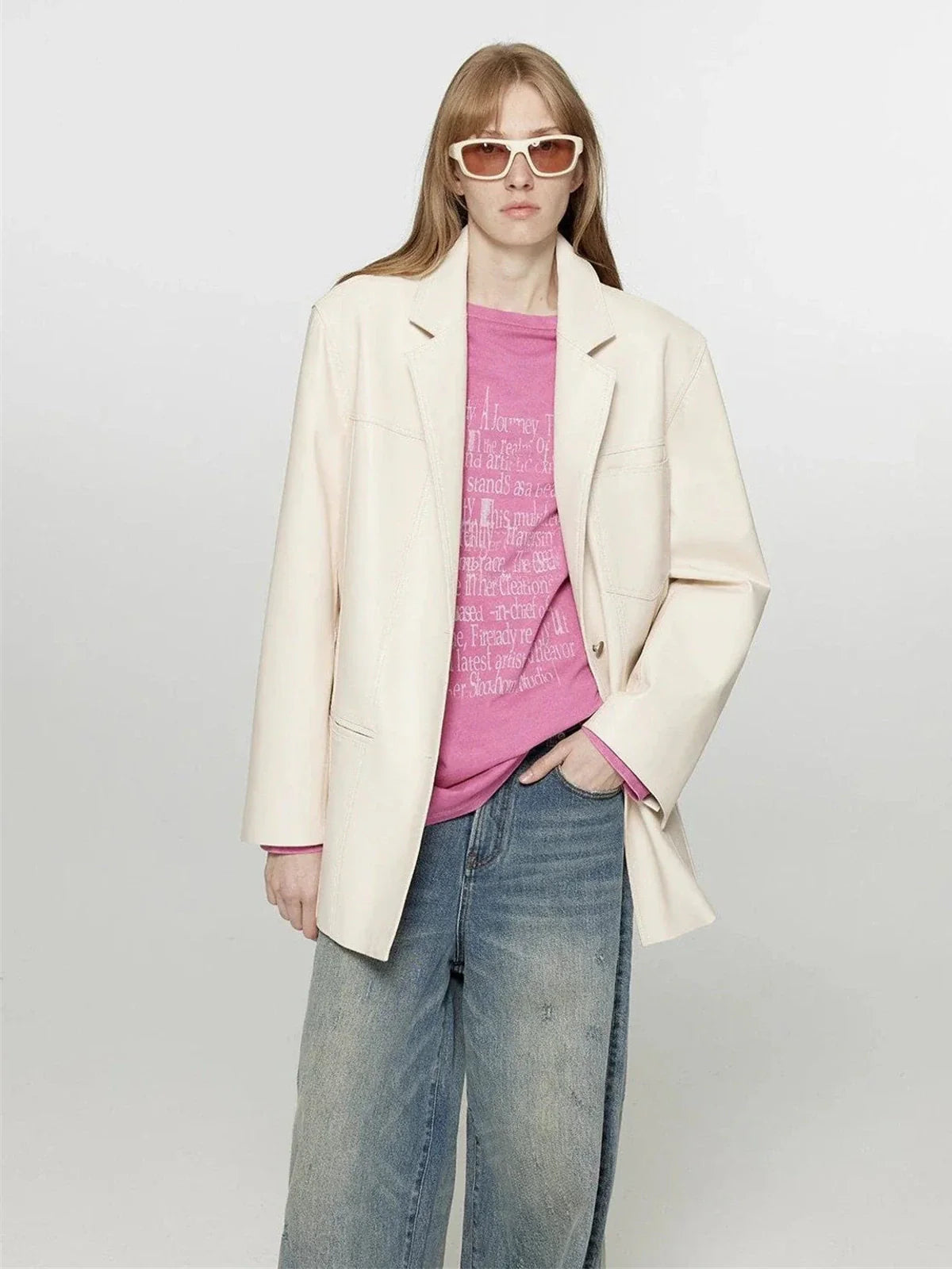 Firelady Fur Oversized Leather Blazer