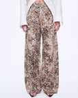 Vintage Print Linen Blend Cut Scimitar Wide Leg Casual Pants"Slow Paris" - variant_title