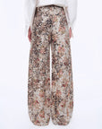Vintage Print Linen Blend Cut Scimitar Wide Leg Casual Pants"Slow Paris" - variant_title