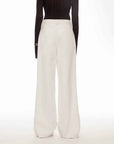 Vintage style curved split design enzyme wash process wide - leg micro - lapel mid - low waist denim pants - variant_title