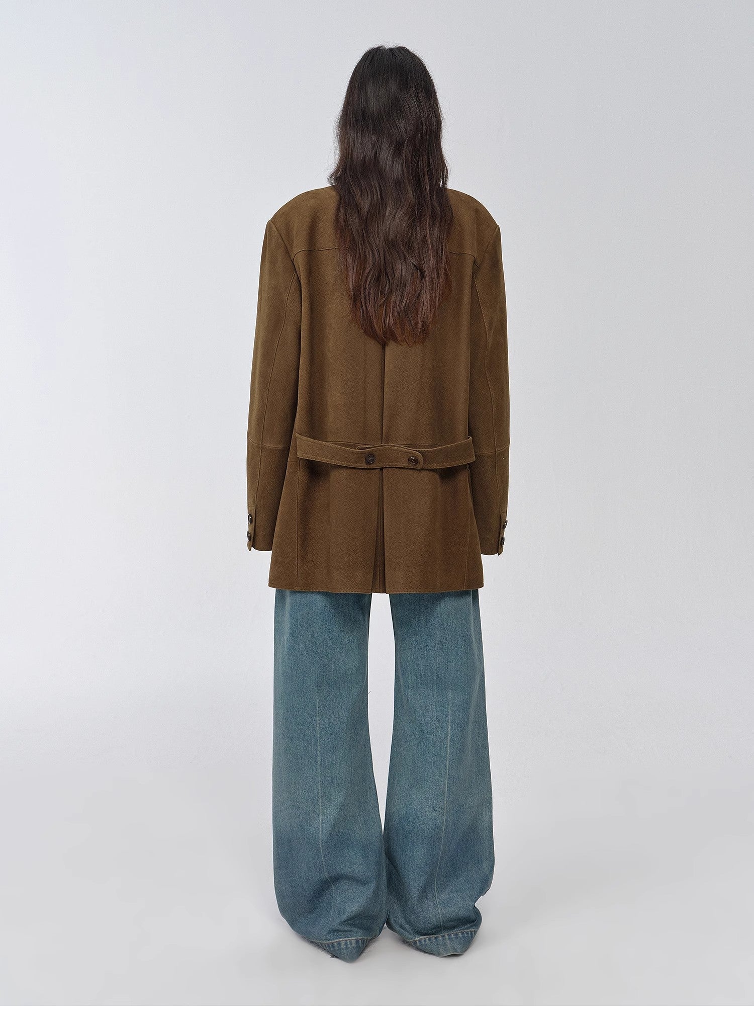 Vintage suede/waxy goatskin leather mid - length suit jacket "Bavaria" - variant_title