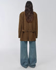 Vintage suede/waxy goatskin leather mid - length suit jacket "Bavaria" - variant_title
