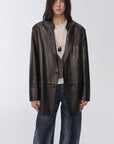 Vintage suede/waxy goatskin leather mid - length suit jacket "Bavaria" - variant_title