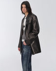 Vintage suede/waxy goatskin leather mid - length suit jacket "Bavaria" - variant_title