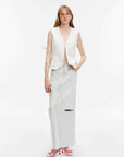 "Walden Pond" Turkish Imported Wash - faded Distressed Hole Denim A - line Skirt - variant_title