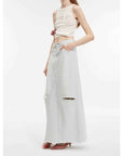 "Walden Pond" Turkish Imported Wash - faded Distressed Hole Denim A - line Skirt - variant_title